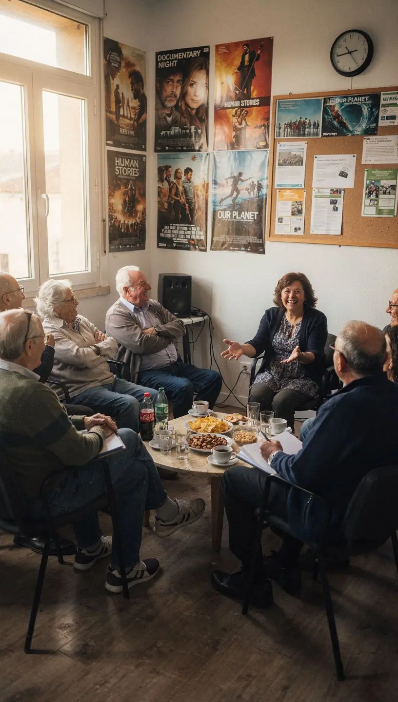 Eventos intergeracionais em centros culturais comunitários.